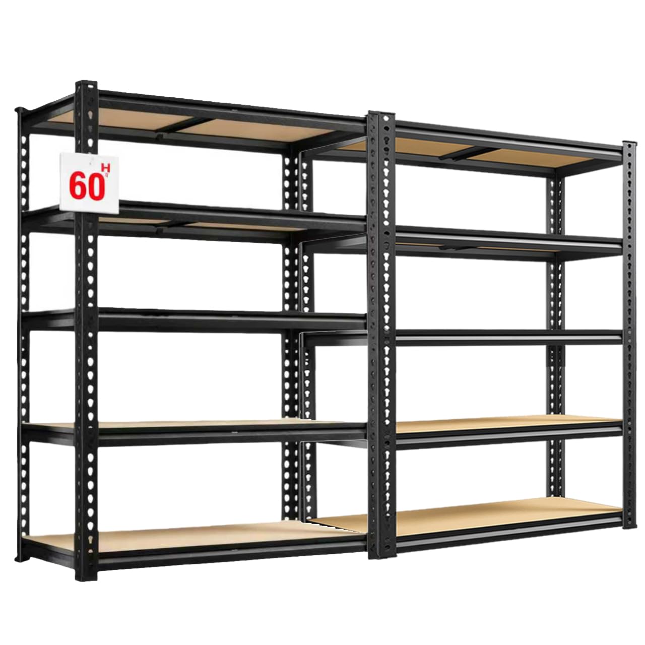 ZEUKMXOO Heavy Duty Garage Shelving,5-Tier Metal Storage Shelves,2400LBS Shelving Unit,Adjustable Shelving Rack, Standing Shelf Units for Garage Storage Warehouse,28''×12''×60'',2 Pack