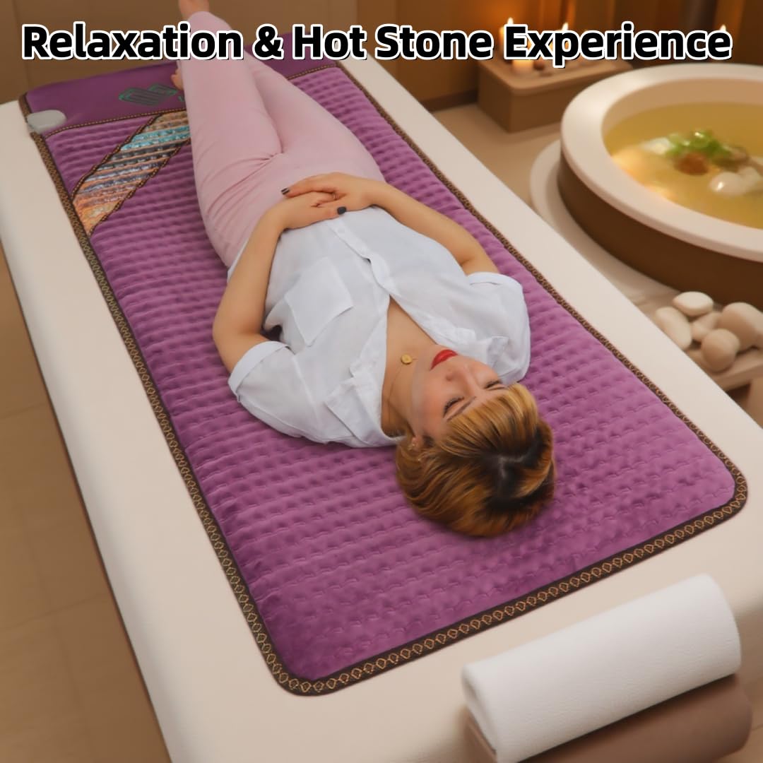 PHYMAT Far Infrared Amethyst Heating Pad (70"x31")- 5 Color Natural Crystal Heating Mat - Amethyst Full Body Infrared Mat - Bio Amethyst Mat with Auto Shut Off - Overheat Protection,Smart Control