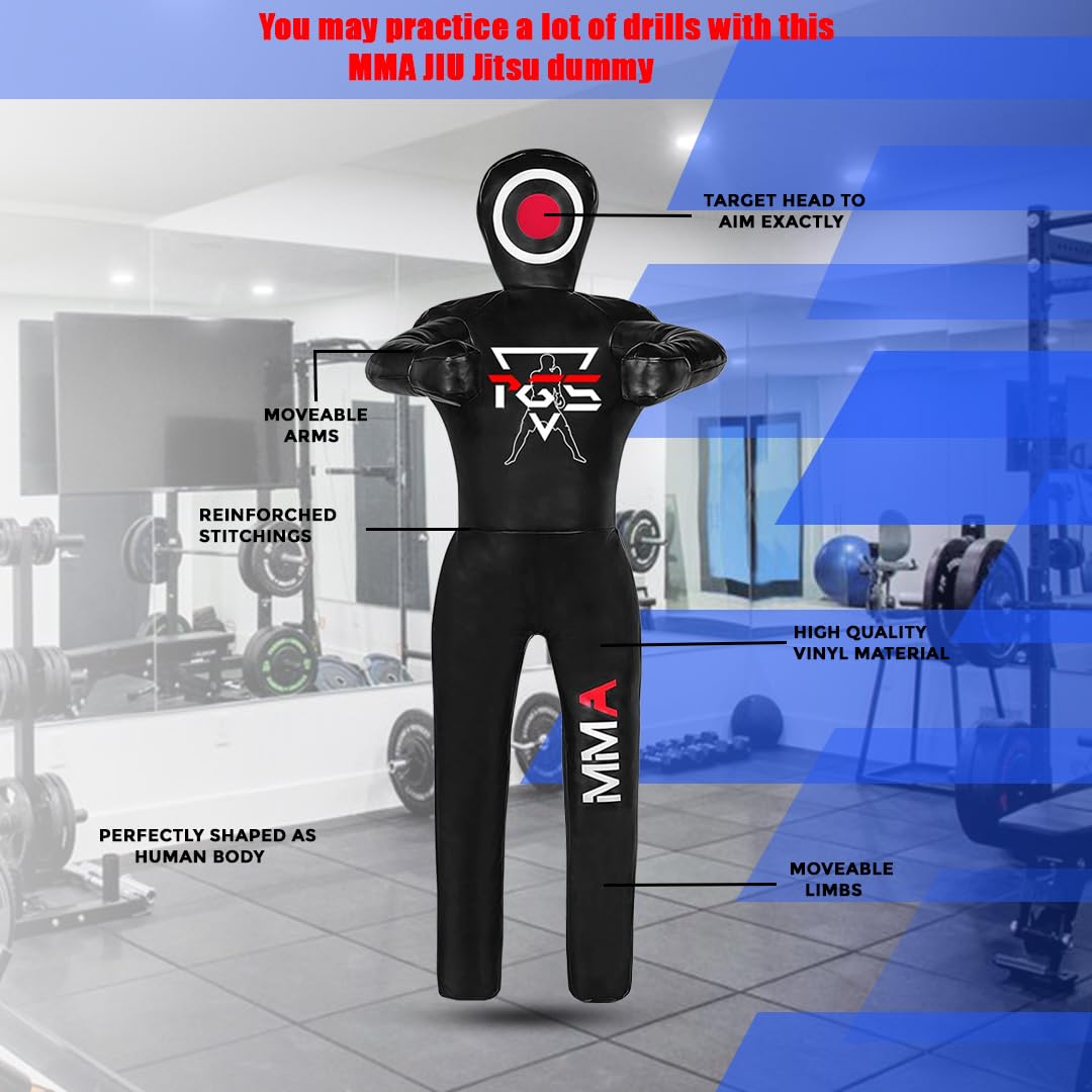 PGS Grappling Dummy – Unfilled Wrestling, BJJ, MMA, Judo & Karate Training Partner – Durable Vinyl Punching Bag for Martial Arts Practice - UNFILLED (6FT - 70")