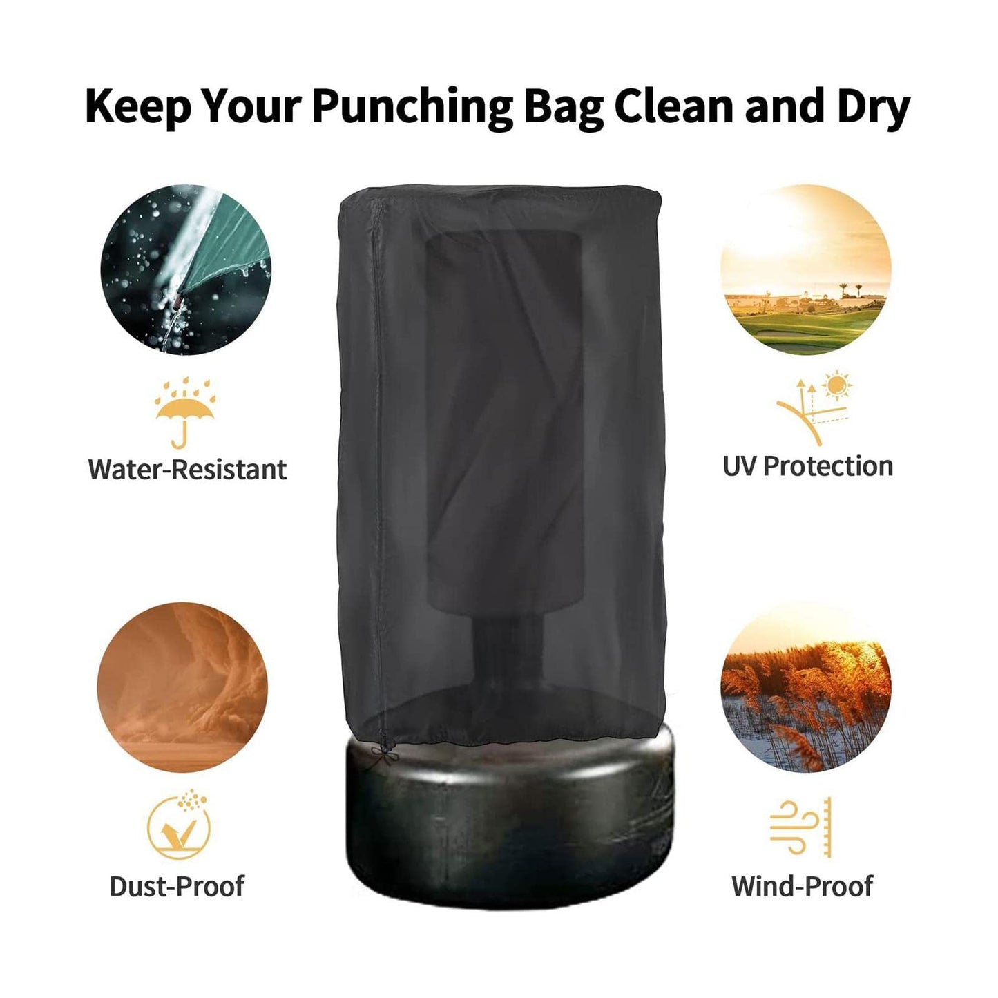 Deevoka Punching Bag Cover Sun Protection Replacement with Drawstring, Dustproof Waterproof Standing Boxing Bag Cover for Trainer, Kickboxing Bag, 33cmx147cm