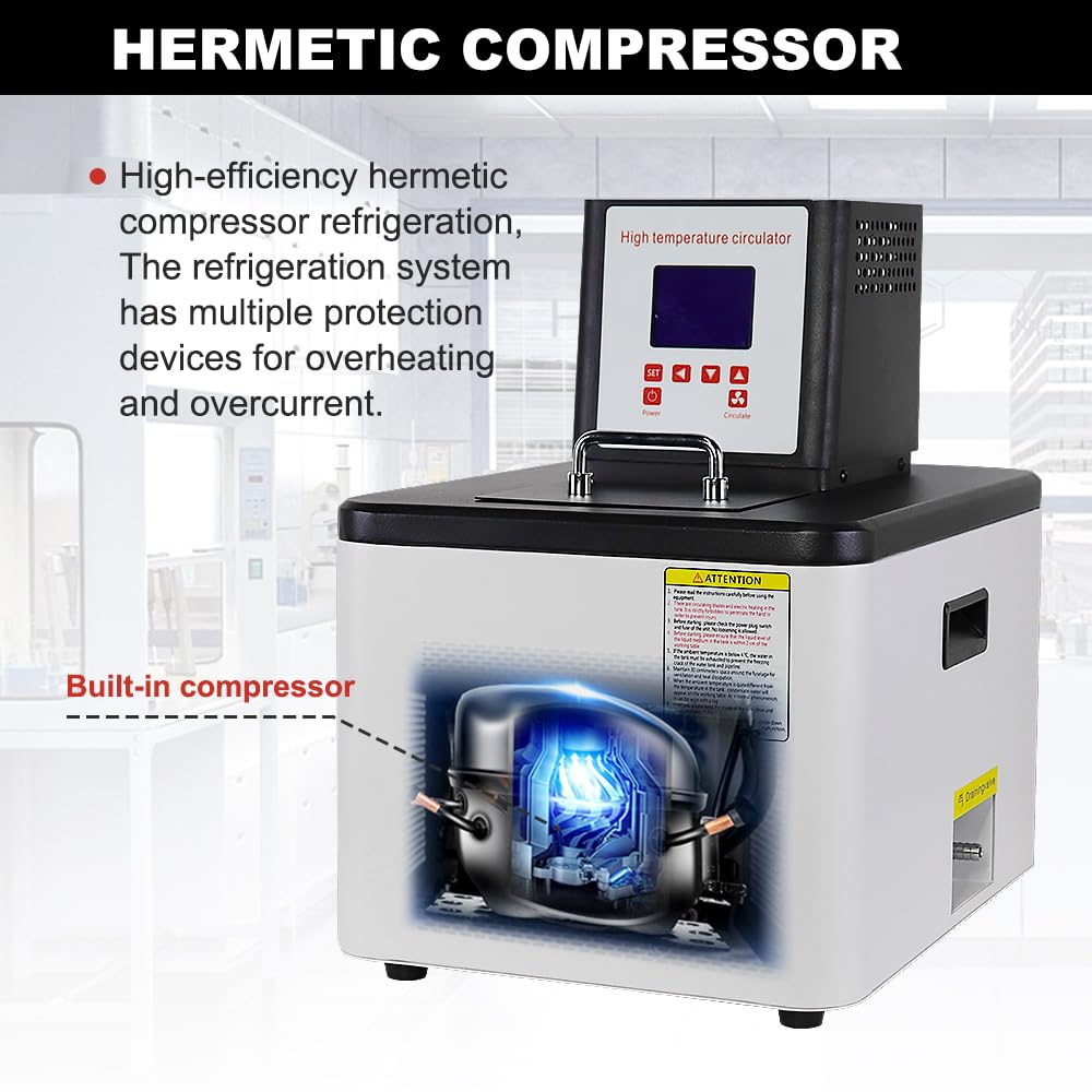 20L Upgraded Laboratory High-Temperature Circulating Oil Bath,Up to 300℃/572℉,Lab Constant Temperature Heating Tank,0.1℃ High Precision Thermostat,for Glass Reactor,110V (20L)