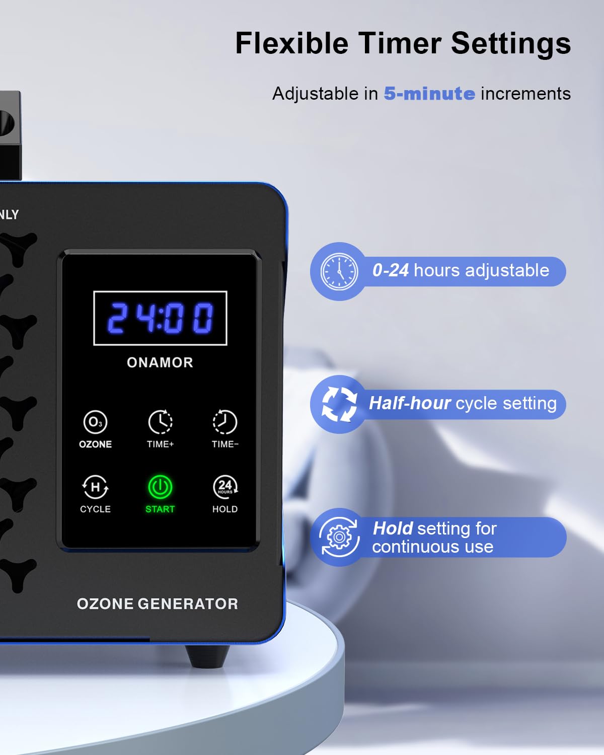 ONAMOR Digital Ozone Generator Odor Eliminator 180,000mg, High Capacity Ozone Machine Odor Removal Up to 8,000 Sq.Ft, Ionizer Deodorizer Ozonator for Home, Car, Smoke, Pet Room