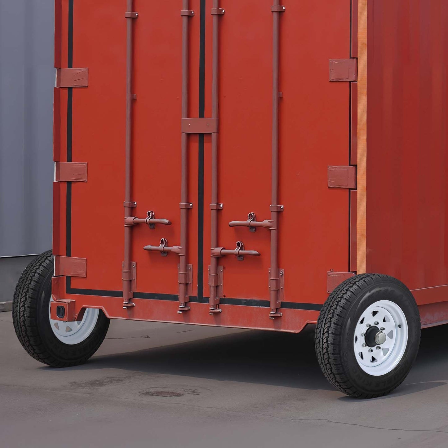 VEVOR Shipping Container Wheels 8-Lug Wheels Kit, Heavy Duty Shipping Container Accessories with Ratchet Tie Down-Moves 20 ft - 40 ft, Secure Transport for Dock, Warehouse, Construction Site, Black