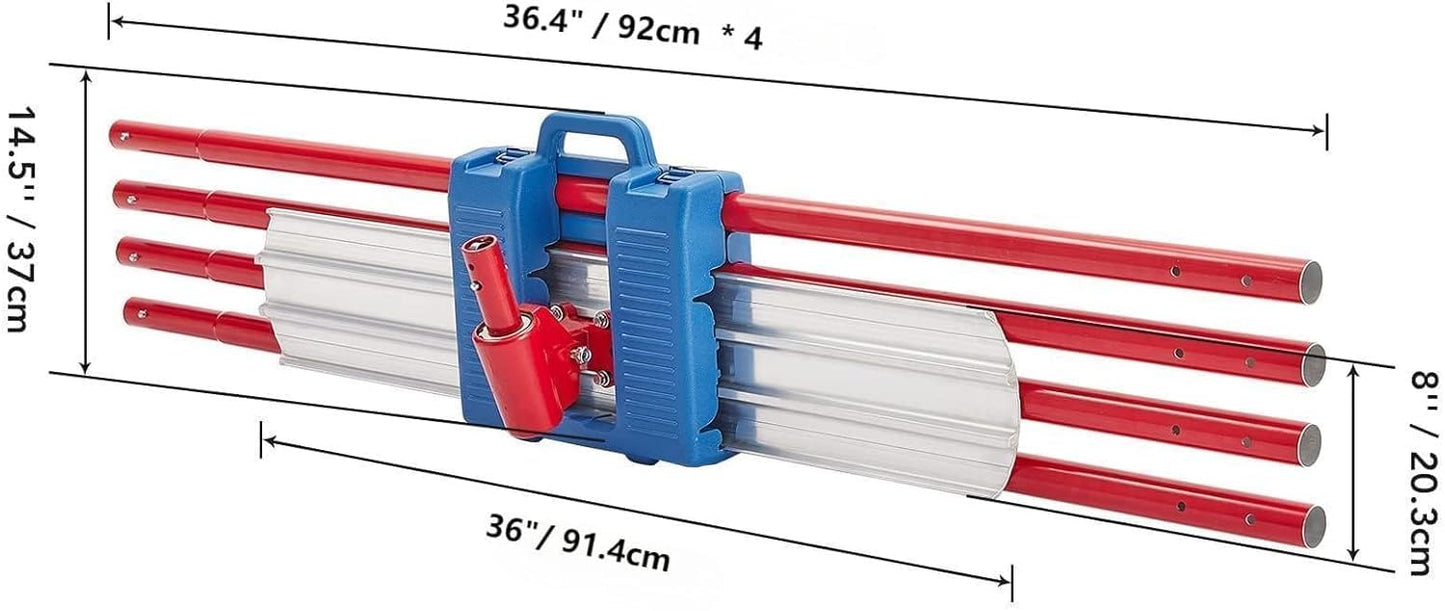 36"x8" Bull Float Kit, Aluminum Magnesium Alloy Concrete Float with Adjustable Bracket, 4 Handles & Carrying Case, Round End Finishing Tool Cement Tool
