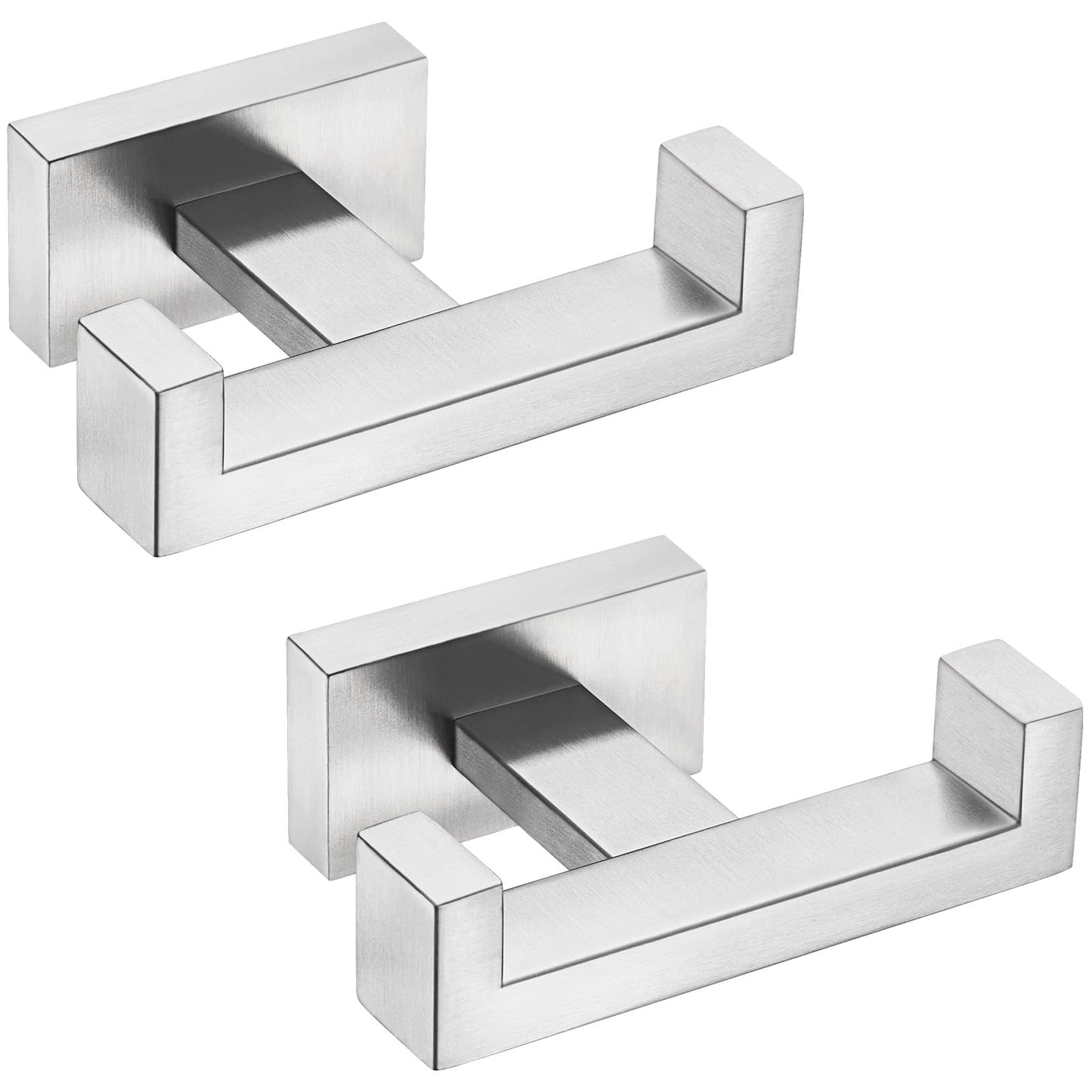 Angle Simple Bathroom Double Hook 2 PCS, SUS304 Stainless Steel Hand Towel Holder, Bath Towel Hanger, Modern Robe Hook for Wall, Brushed Nickel