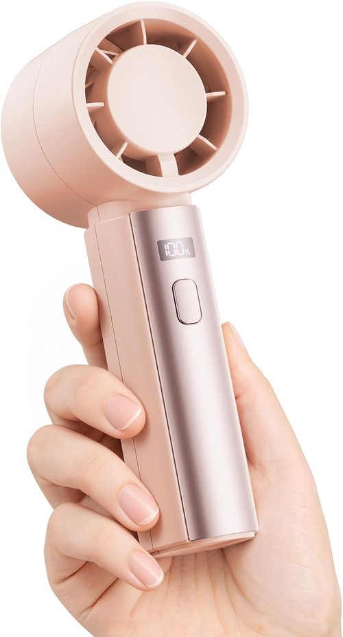 Gaiatop Handheld Personal Fan - Powerful Turbo Cooling | 4000mAh USB Rechargeable Mini Fan in Pink