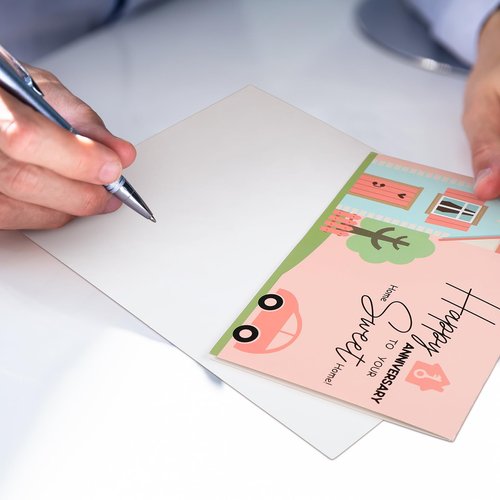 Motiskyy 48 Pcs Happy Home Anniversary Cards with Envelopes Bulk Blank Welcome House Cards Real Estate Thank You Notes Housewarming Gifts for Clients Neighbors, 4 x 6 in(Classic)