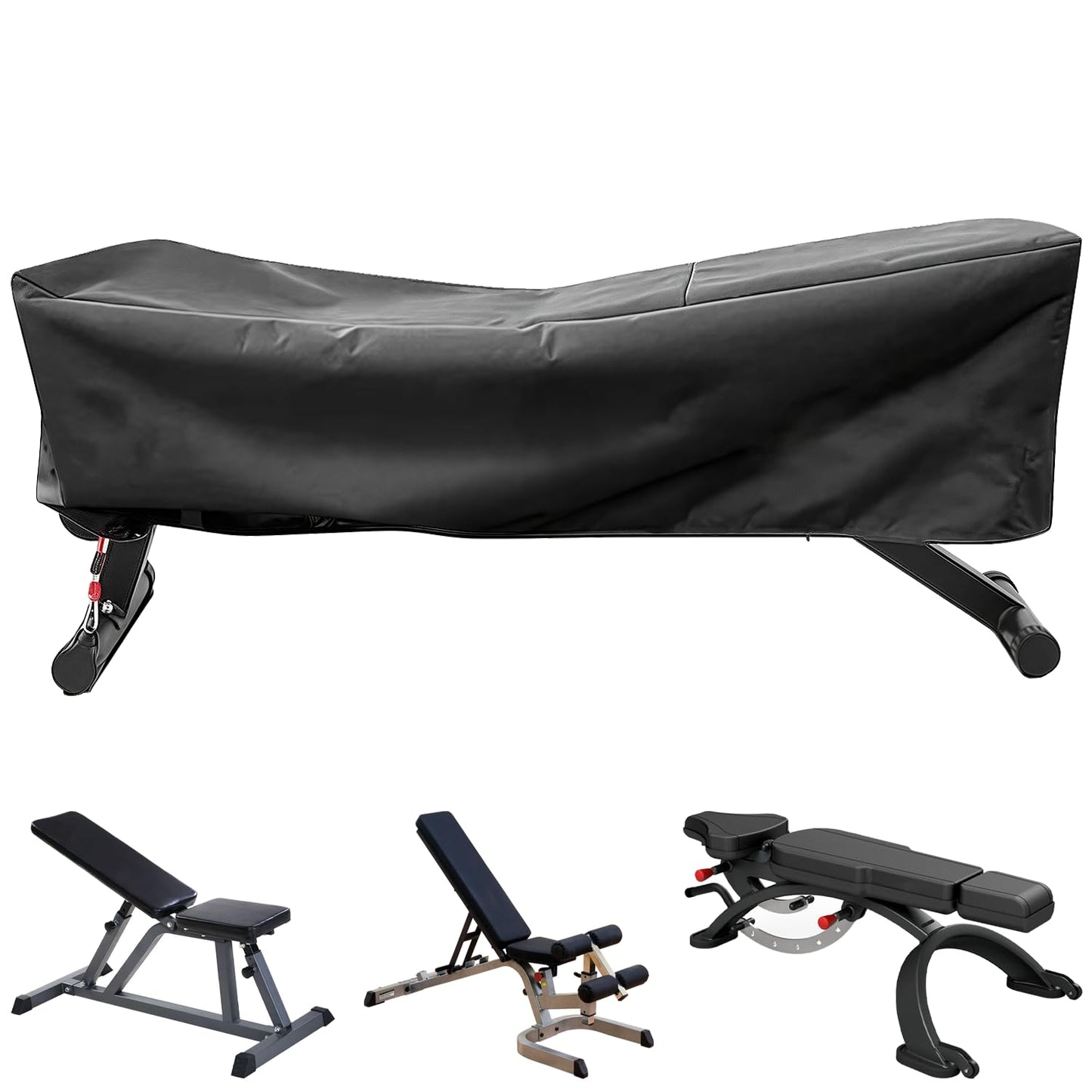 Weight Bench Cover 50" – Waterproof 190T Silver-Coated Polyester Taffeta Workout Bench Cover with Drawstring, Exercise Equipment Protective Cover for Indoor Outdoor Use