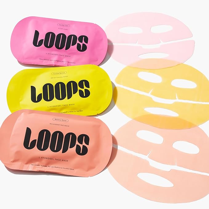 LOOPS Glow Gang Mask Set ??Weekly Reset for Rejuvenation, Double Take for Glowing Skin, Sunrise Service for Brightening ??Hydrating and Pore Refining ??Safe for Sensitive Skin