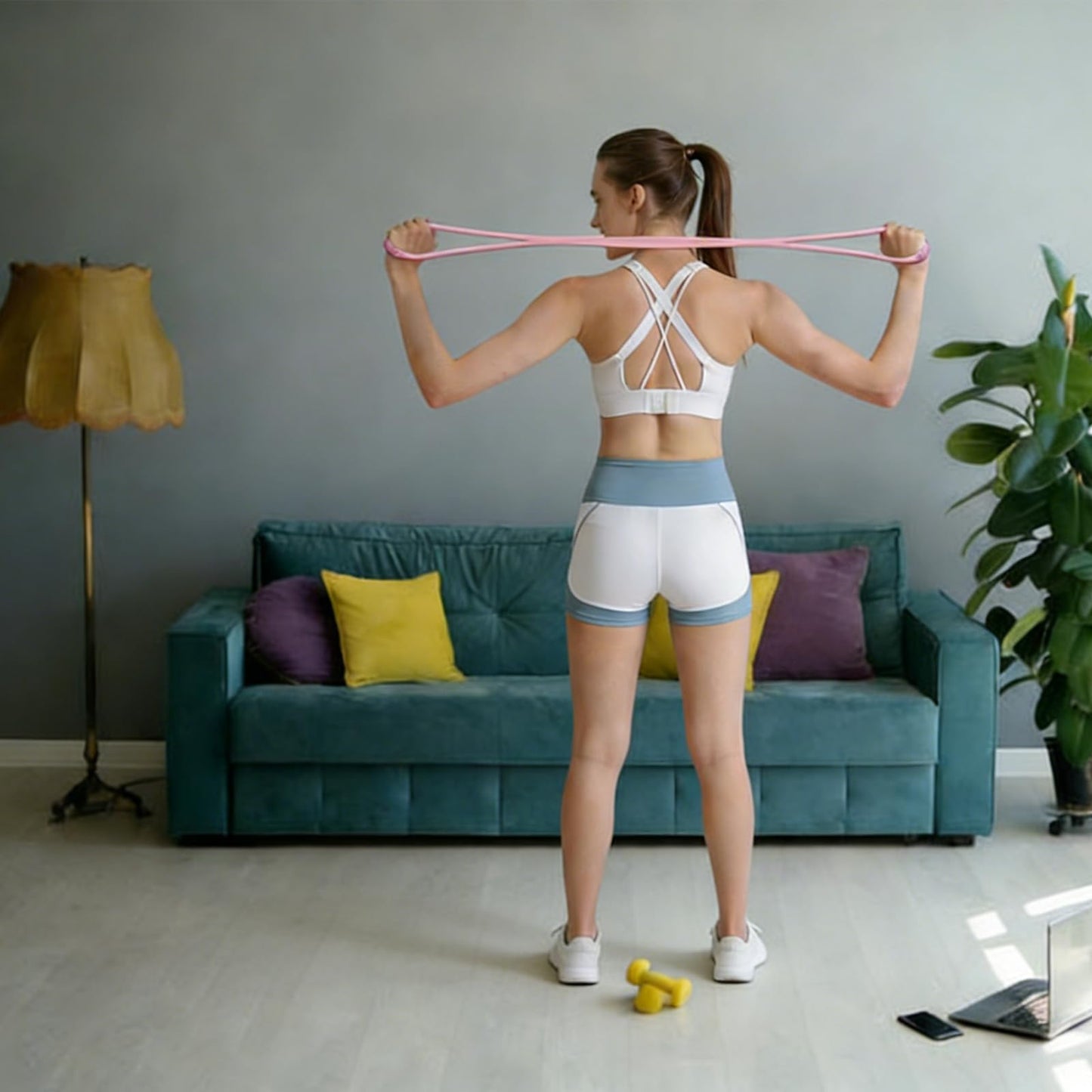 Figure 8 Resistance Band, Figure 8 Resistance Bands for Women Men, 15 lbs Resistance Band Figure for Working Out, Non-Slip Handles, Home Gym, Yoga & Physical Therapy