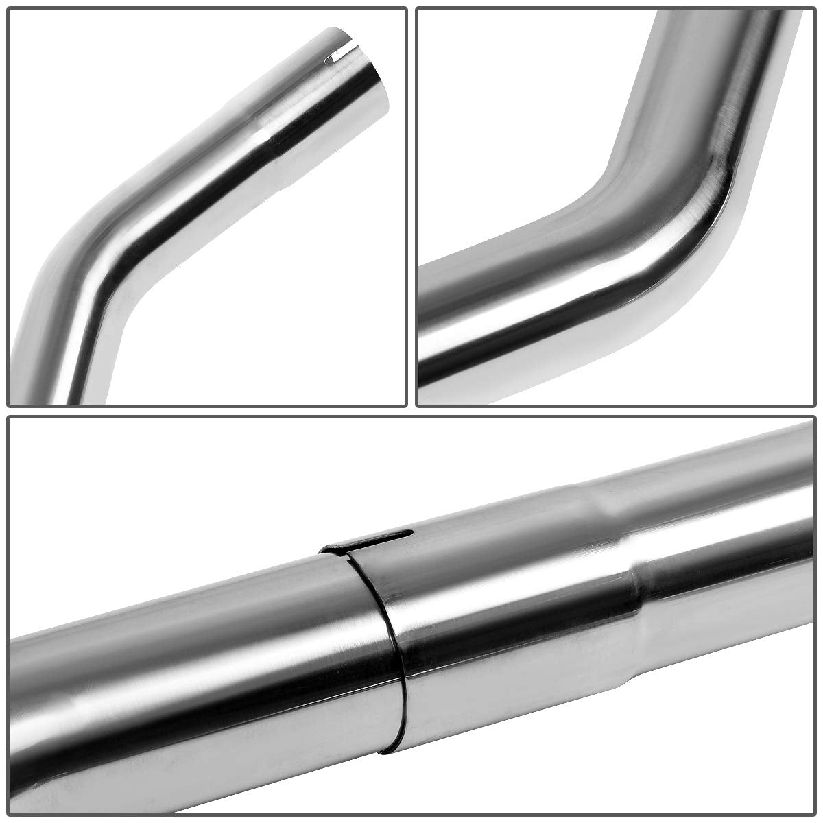 DNA Motoring ZTL-25SS 16 Pcs 2.5 Inches Stainless Steel DIY Custom Exhaust Tubing Mandrel Bend Pipe Straight & U-Bend Kit, Universal Fit