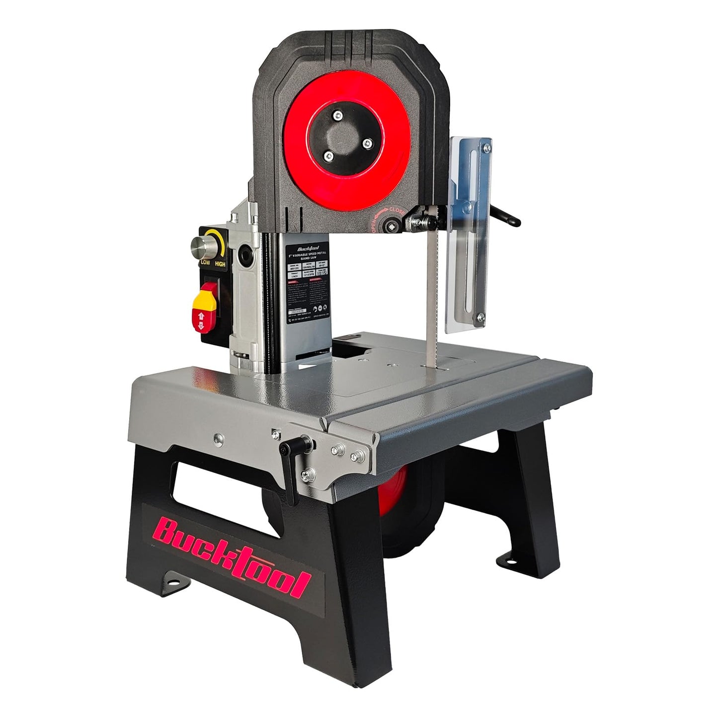 Bucktool 5" Variable Speed Metal Band Saw, 1.5HP 10A Benchtop Bandsaw with 137–472 FPM Speed Control, 5" Cutting Capacity, Adjustable Work Table & Extension Table for Metal Cutting