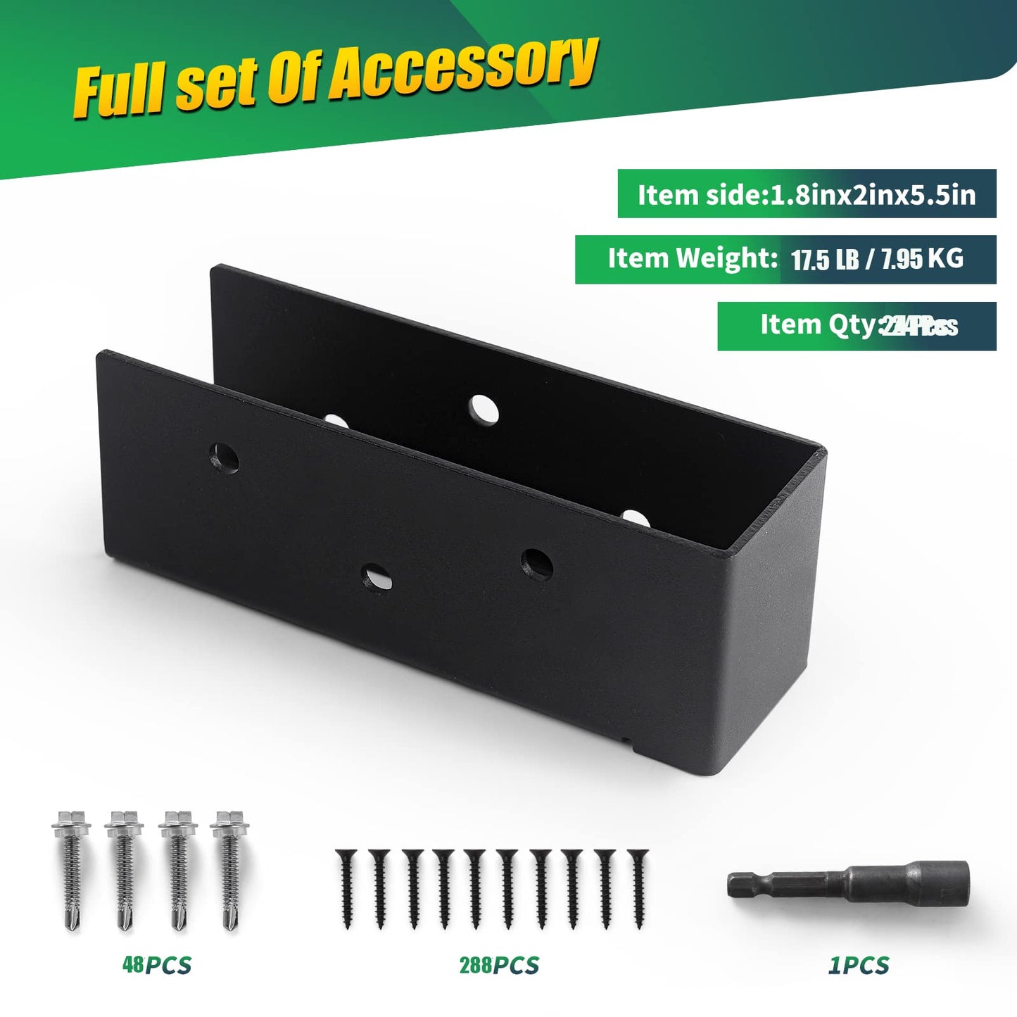 AXWHYS Concealed Joist Hangers, 24 Pcs of 2"x6" Outdoor Trim Concealed Flanges, Q235B Steel Powder Coated Concealed Mount Joist Hangers for 2"x6" Beam Swing…