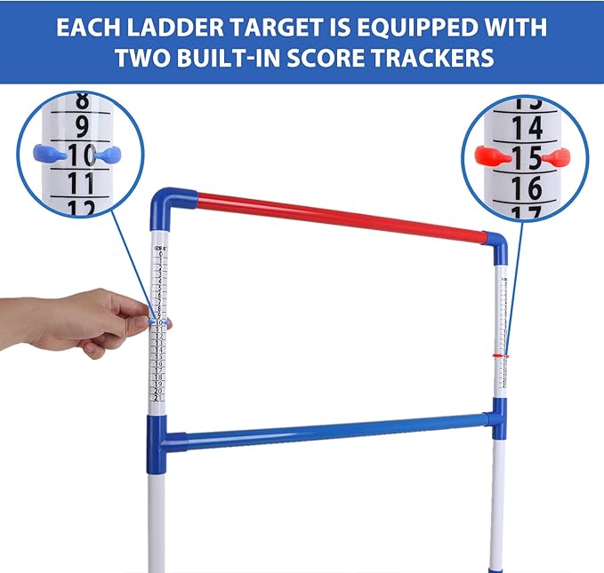 GSE Games & Sports Expert Premium Plastic Ladder Ball Toss Game Set with 6 Bolas & Carrying Bag, Portable Outdoor Games for Backyard, Lawn, Beach, Camping, Tailgate Party with Family, Friends