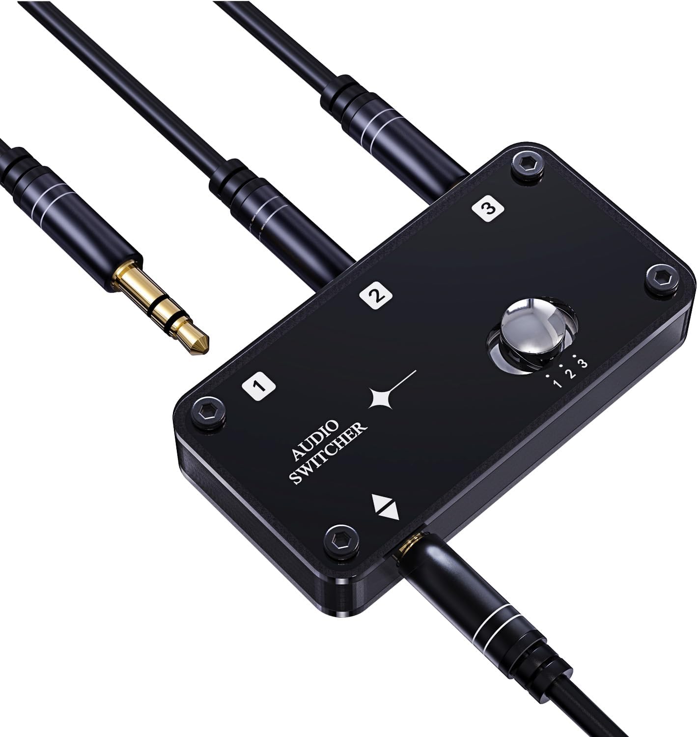 cooidea 3.5mm 1 3 3 1 3.5mm 3 Stereo Audio Switcher Support in Out or in Out with Audio Cable, Ports AUX Audio Speaker