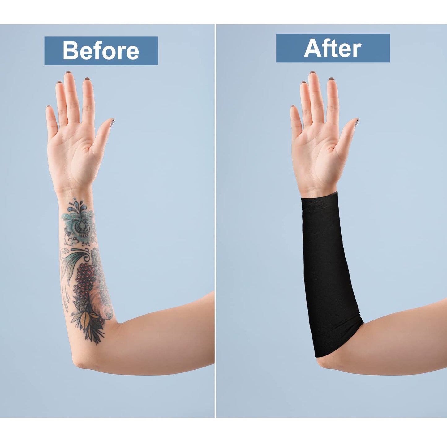 Vicenpal 2 Pairs Tattoo Cover up Sleeve Forearm Arm Sleeves for Women Men Compression Tattoo Upper Arm Cover(Black)