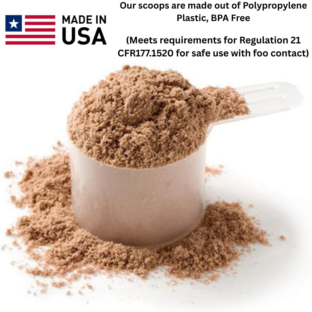 Plastic Measuring Scoop, 1/2 Tablespoon (7.5 cc | 1.5 tsp | 7.5 mL) Long Handle Spoons for Powders, Granules, Coffee, Pet Food, Baking Supplies, Protein and Other Dry Goods, BPA Free (Set of 100)