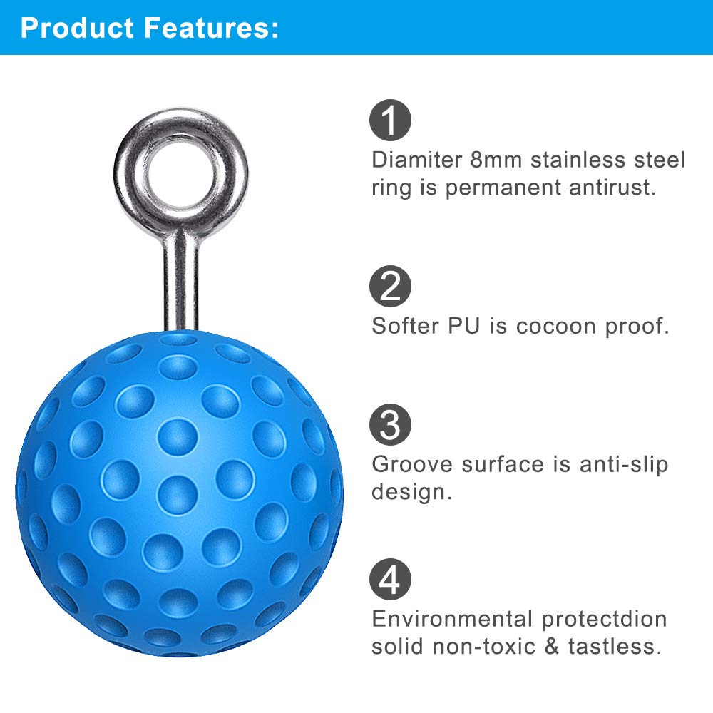SELEWARE Pull Up Power Ball Hold Grips Durable Non-Slip Hand Grips Strength Trainer Exerciser for Bouldering, Pull-up, Kettlebells, Fitness, Workout Climbing, Blue (2 Pack)