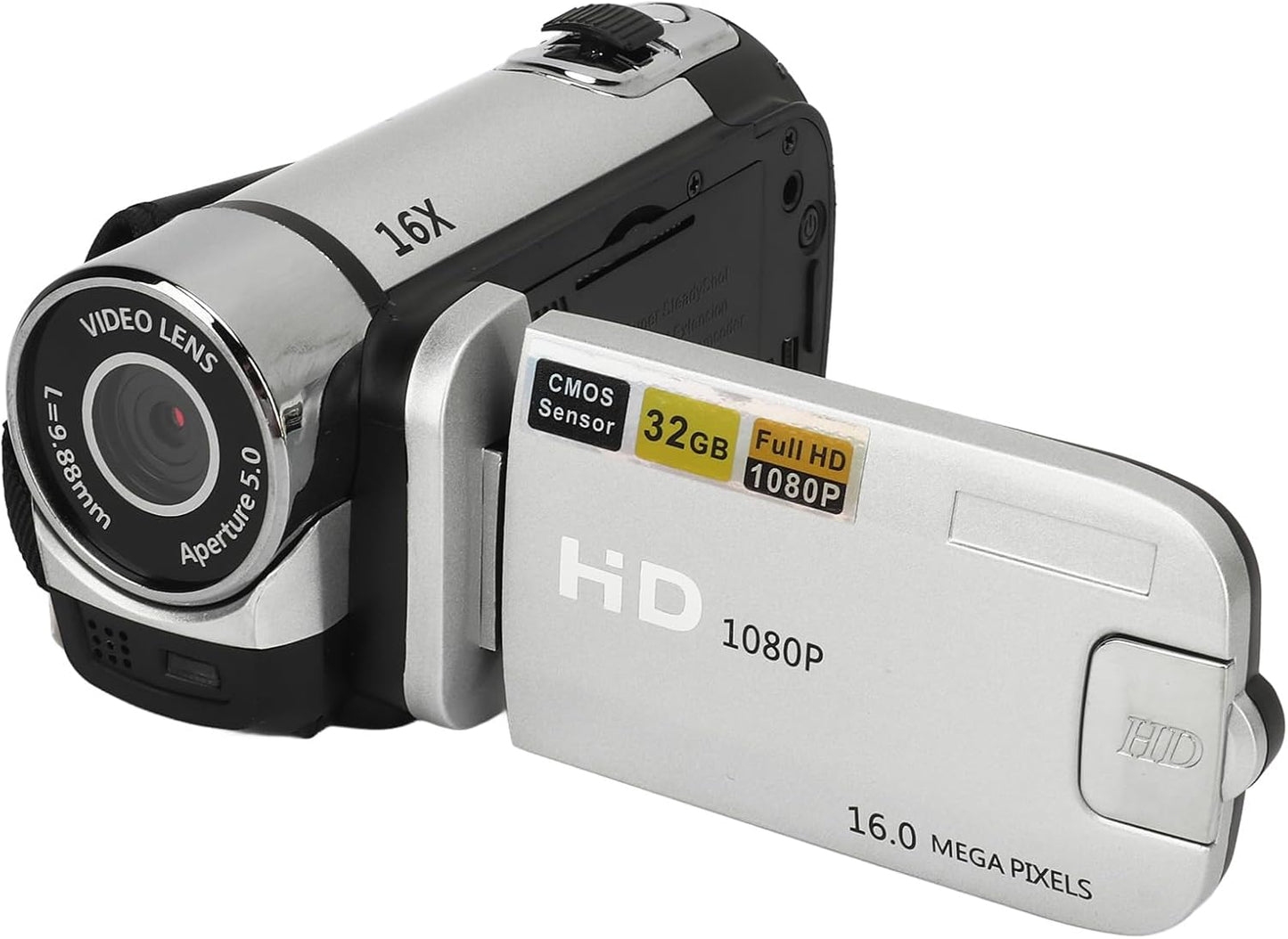 Zopsc 1080P, 16MP, 16X 2.4 Inch Digital Video Camera, Zoom, Rotatable Screen, Fill Light, Camcorder for Vlogging