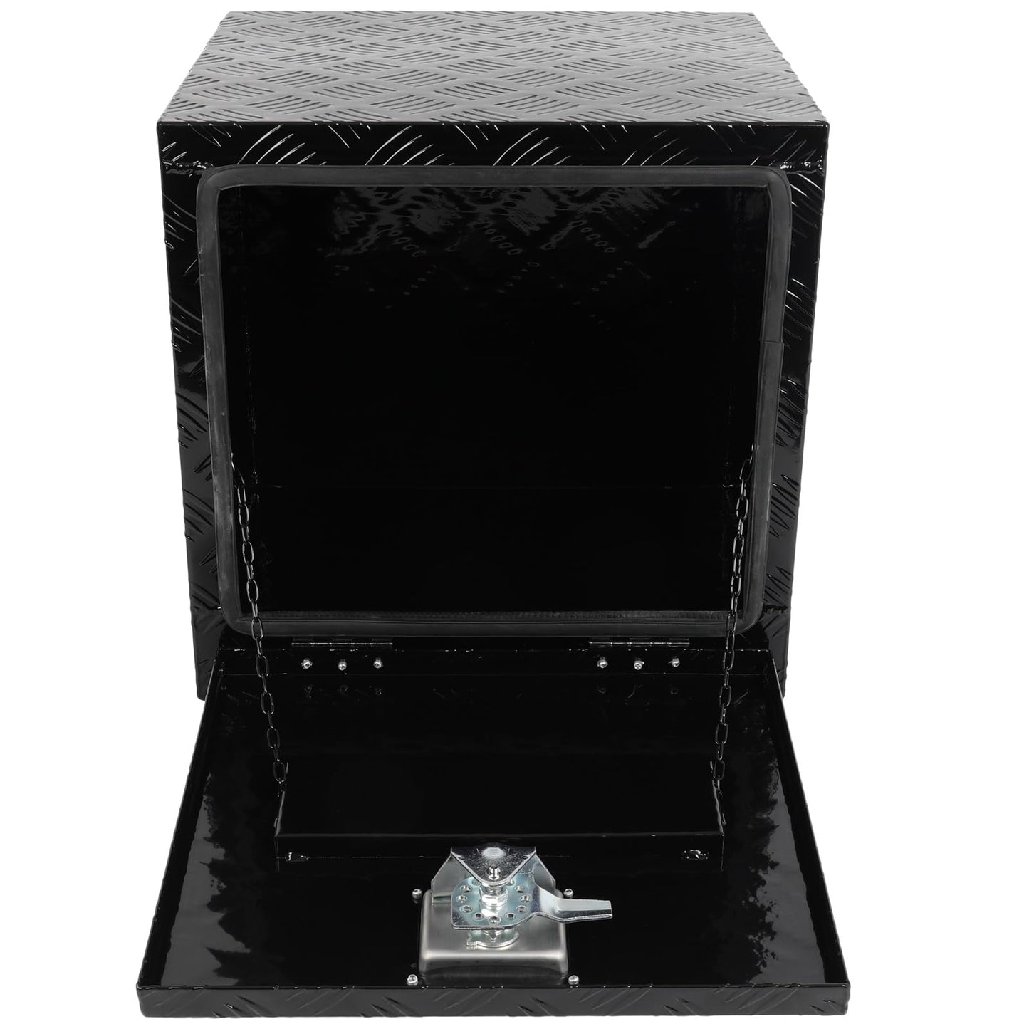 SCITOO 18 Inch Aluminum Diamond Plate Truck Bed Tool Box,Heavy Duty Crossover Storage for Most Full Size Pickups,Lockable Weatherproof Chest,Fits 18" Truck Beds,Easy Access to Load and Unload