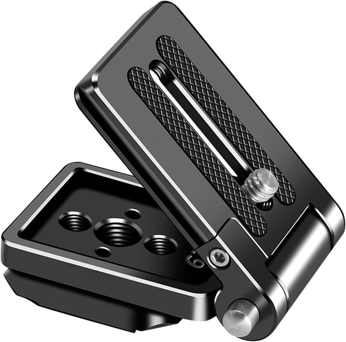 VEETALEE 1/4" 3/8" Foldable Camera L Bracket,Tripod Quick Release Plate, Aluminum Vertical Horizontal Switching Mount
