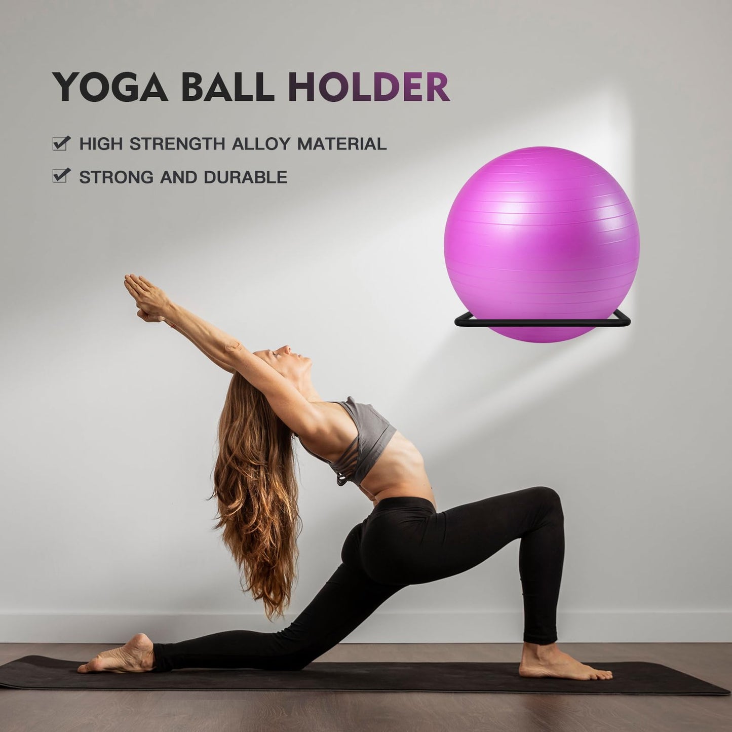 XIAOPEIZHI Stability Ball Storage Rack,Holder Wall Mount, Exercise Racks for Home and Yoga Studios or Commercial Gyms,Acts as a Storage (1 Black)