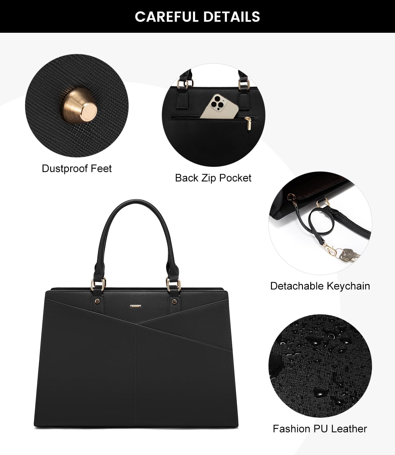 LOVEVOOK 17.3 Inch Laptop Tote Bag for Women, Leather Business Office Work Bag Computer Briefcase with Small Clutch fit