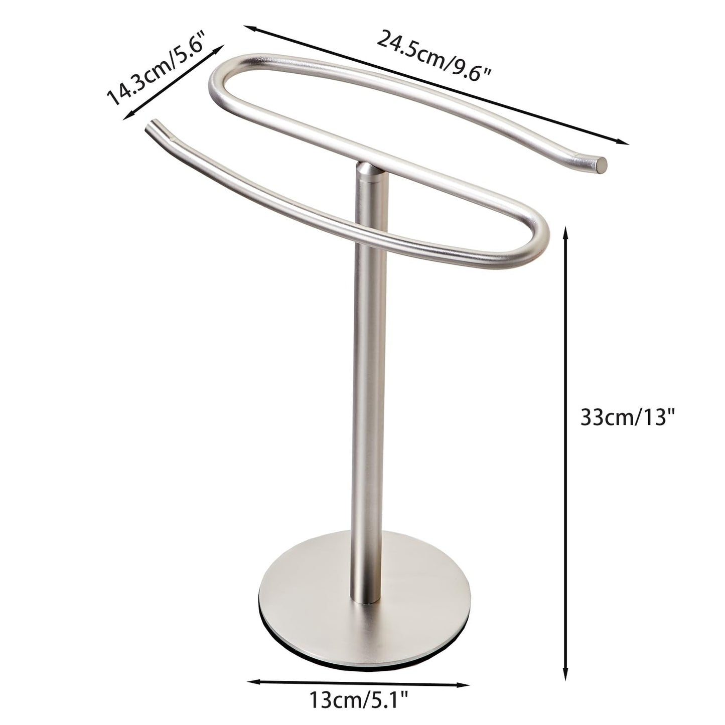 Brushed Nickel Hand Towel Holder Stand,13 Inch Free-Standing Towel Rack, SUS304 Stainless Steel Towel Bar Rack Stand, Tower Bar for Bathroom Kitchen Vanity Countertop…