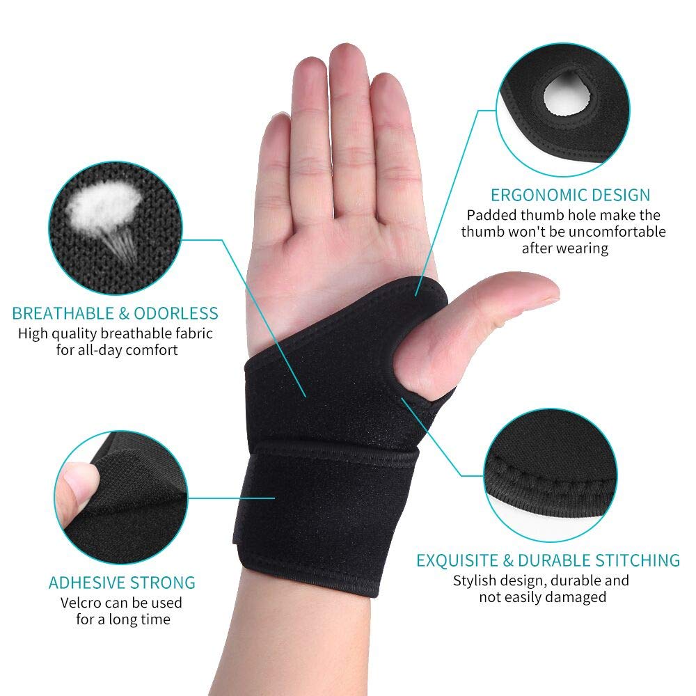 Jacsunco Carpal Tunnel Wrist Brace, Adjustable and Comfortable Wrist Support Brace for Tendinitis and Arthritis, Wrist Compression Wrap for Pain Relief, Fit for Both Left and Right Hand (Purple)