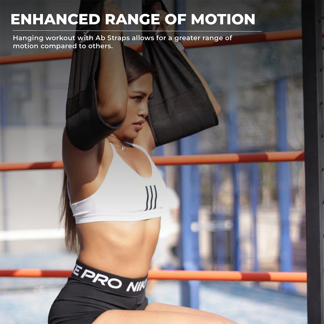 YAGHZU Hanging Ab Straps for Pull Up Bar - Premium Ab Straps for Core Strength and Ab Workout, Adjustable Rip Resistant Hanging Leg Raise Strap, Heavy Duty Ab Sling Strap, Arm Padded Pull UP Straps