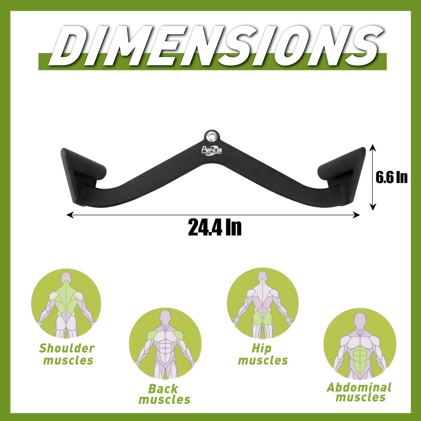 AWNOM LAT Pulldown Attachments for Cable Machines, Cable Machine Attachments for Home Gym T Bar V Bar LAT Pulldown Machines Attachments, Back Tricep Bar Strength Training Handle Grip (2pcs-C)