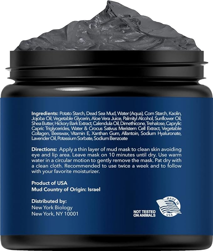 New York Biology Dead Sea Mud Mask for Face, Body | with Stem Cell and Collagen | Spa Quality Pore Refiner for Oily Skin | Natural Skincare for Women, Men | Tighten Skin | 4 oz (Pack of 2)