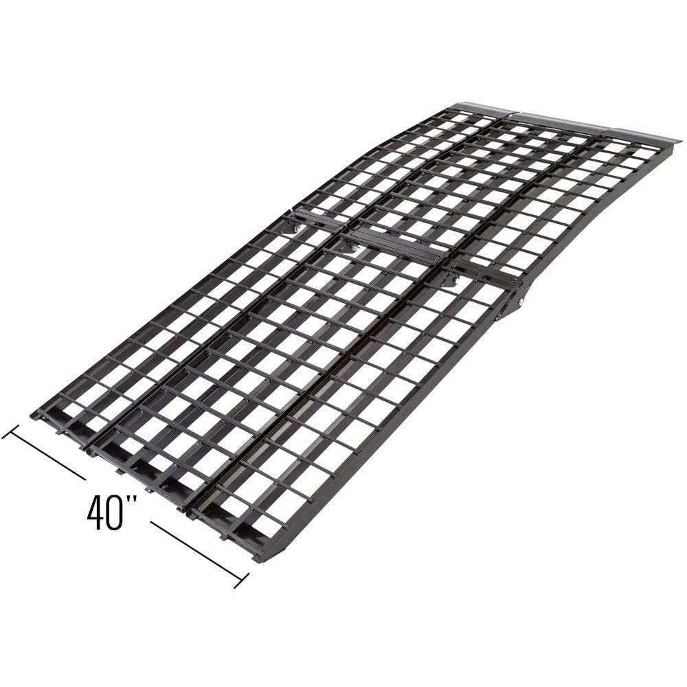 Black Widow 9' Motorcycle Loading Ramp, Extra-Wide, 1,500 lb. Capacity, Aluminum Arched Folding, Won't High Center