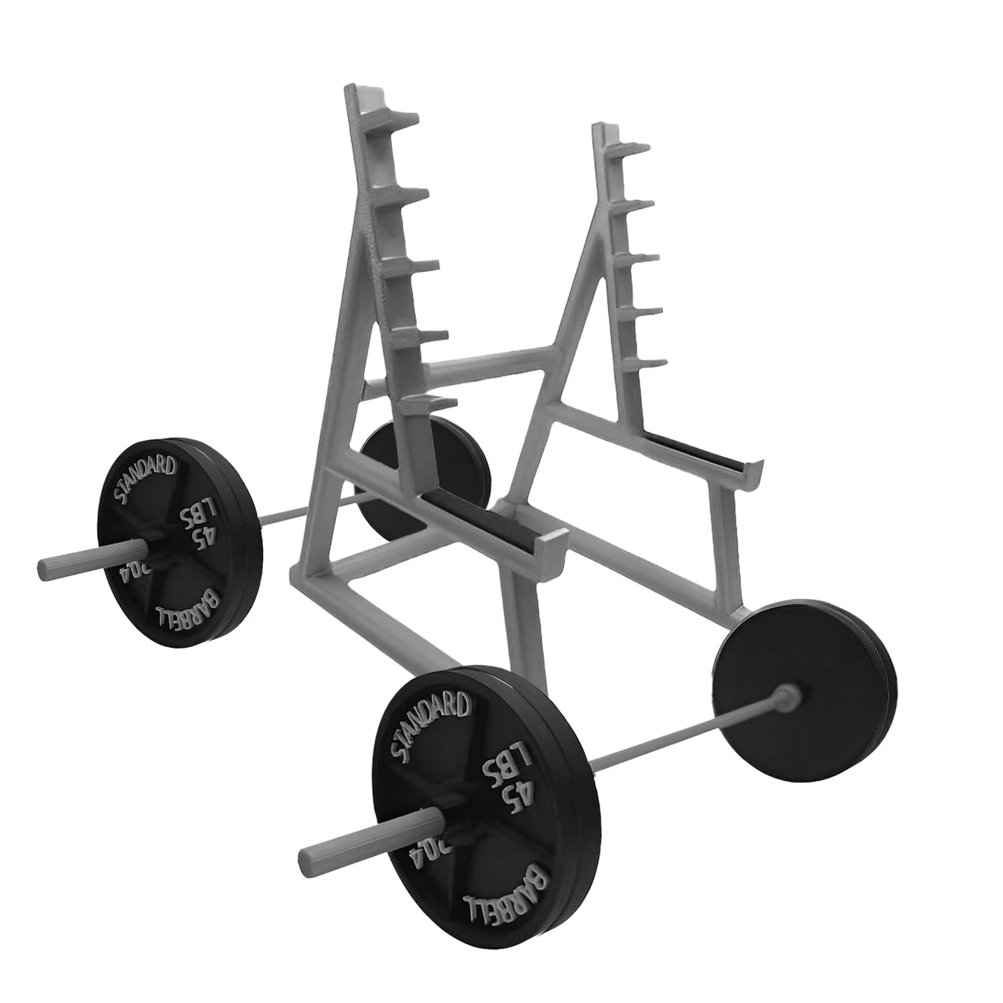 EKDJKK Squat Rack Pen Holder, Modern A-Frame Style, Gray Plastic, Fun Desk Gym Decor with Weights & Barbells