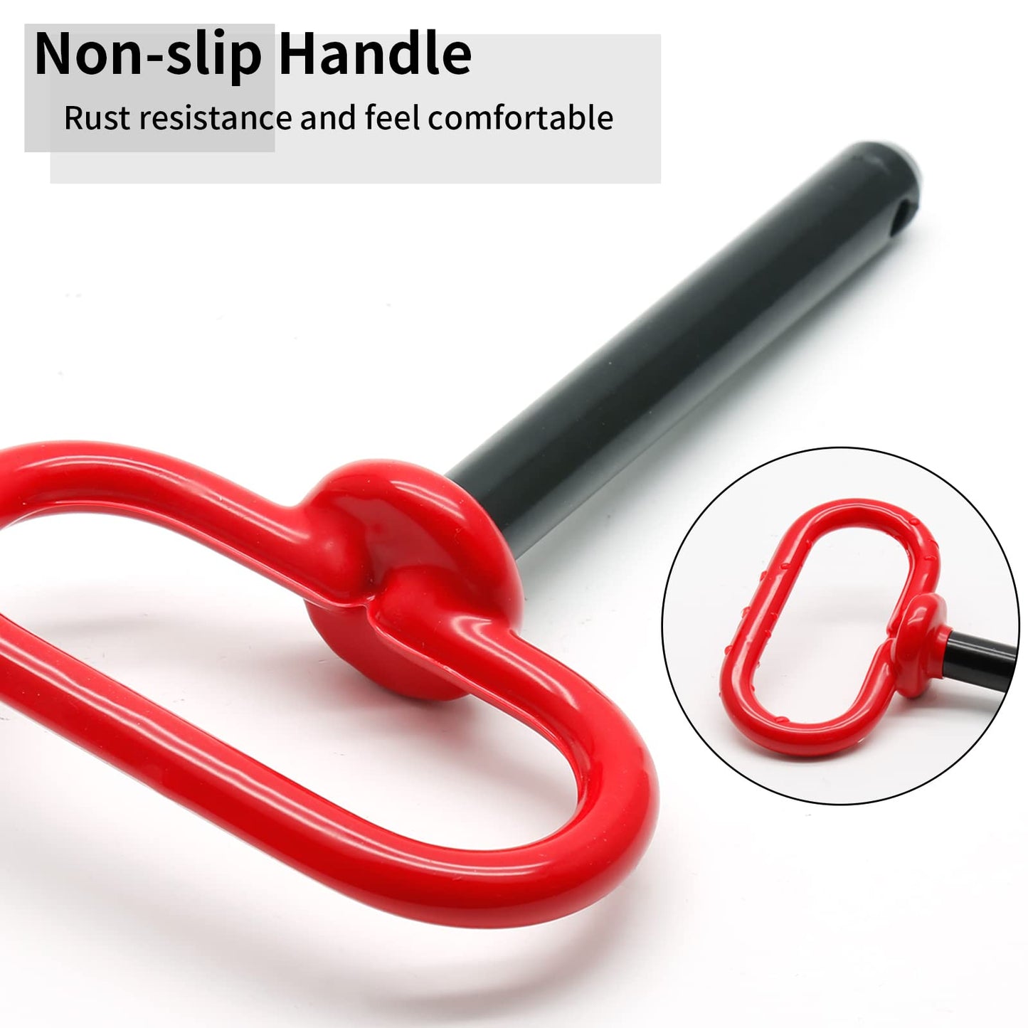 Bonsicoky Tractor Towing Hitch Pin and Clip, 5/8 x 4 Inch Trailer Gate Pin for Towing Tractor, RV, Truck, Boat, Car - Red Handle