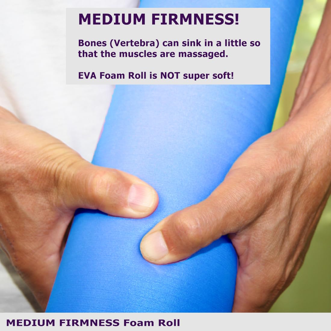 Foam Roller Back Leg Muscle Pain - Small Size Hard Density EVA Muscle Recovery Roll Ø3.75"x18" for Physical Therapy, Helps as Spine Cracker Stretcher