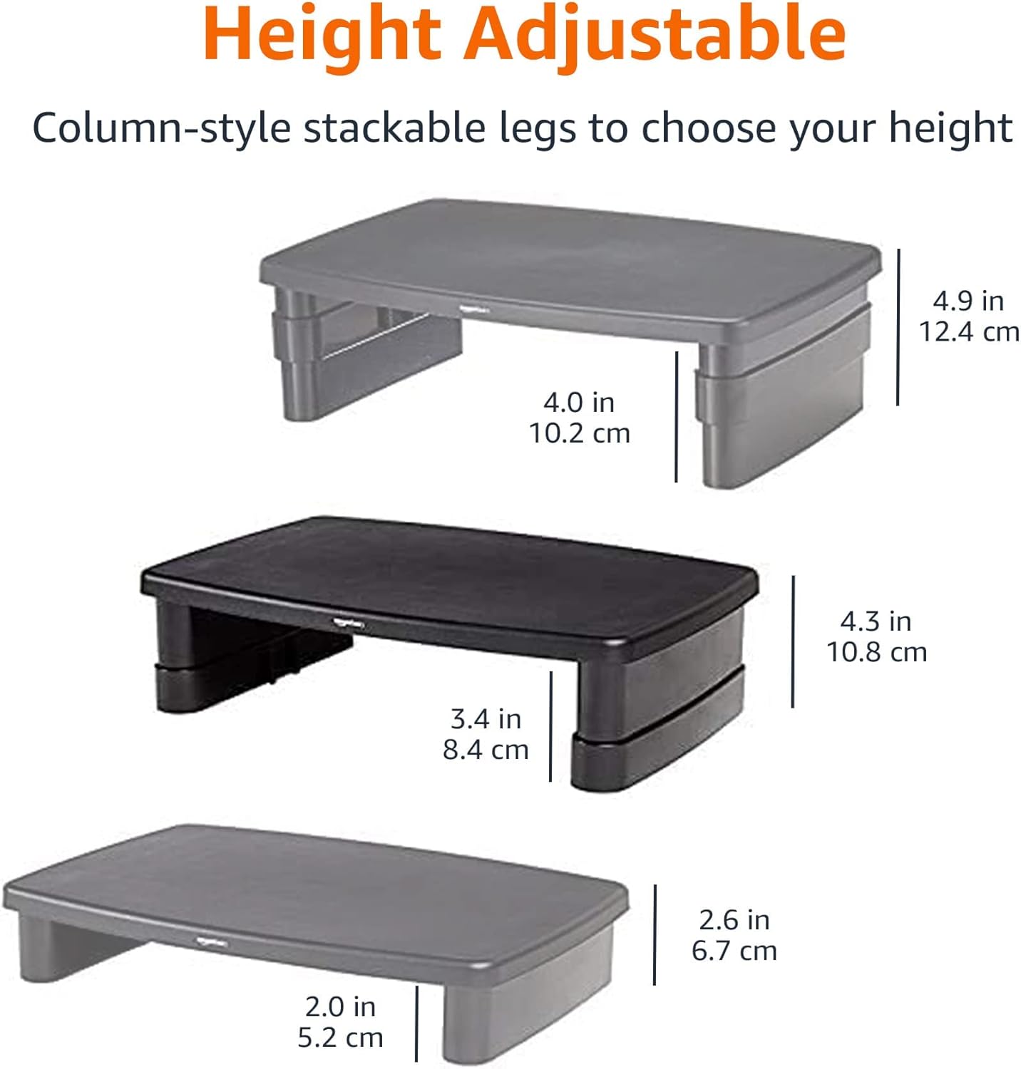 22lbs, Amazon Basics Height Adjustable Monitor Stand Riser with Storage Organizer, Multifunctional Desk Accessories