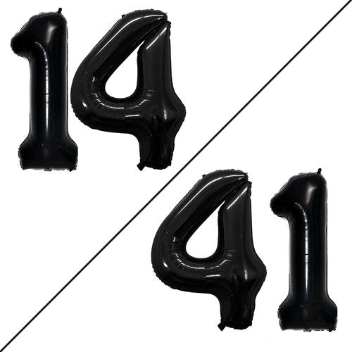 GOER 14th Birthday Balloons - Jumbo 42 Inch Foil Helium Decorations | Black Sweet 14 Party Decor