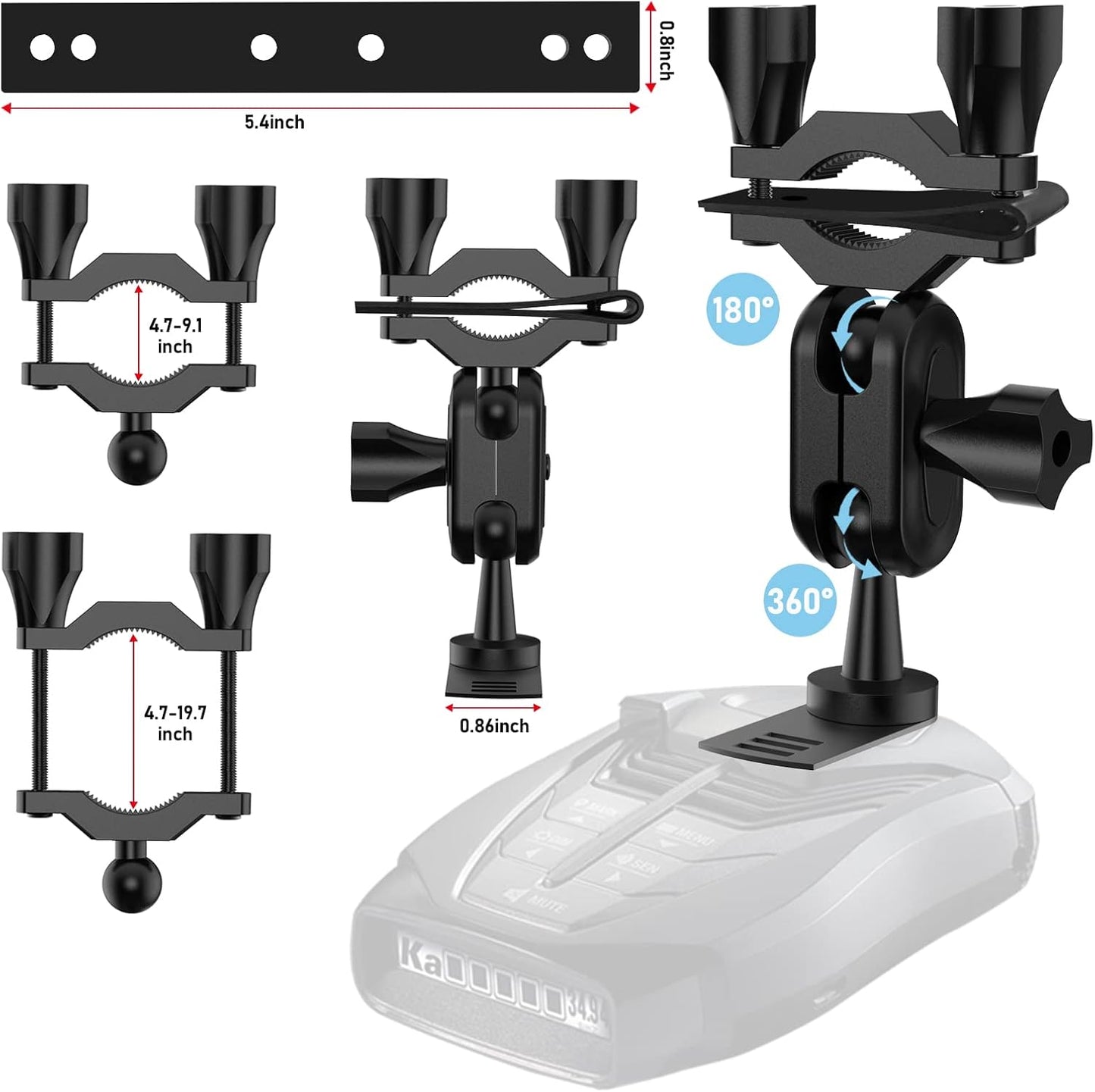 SDSACZMU 480i 1 inch Car Rear View Mirror Radar Detector Mount, for Cobra RAD Radar Detector,Easy to Install (at Least