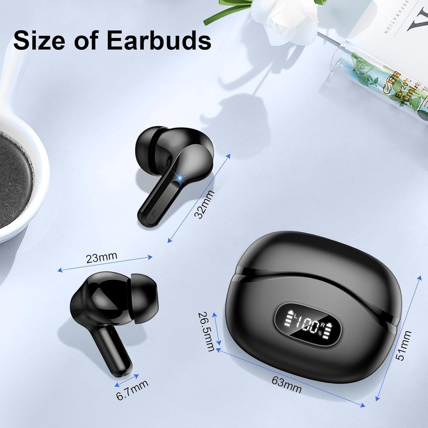 5.4 4 48H IP7 Wireless Earbuds, Bluetooth Headphones HiFi Stereo, Ear Buds with ENC Noise Cancelling Mics, Bluetooth