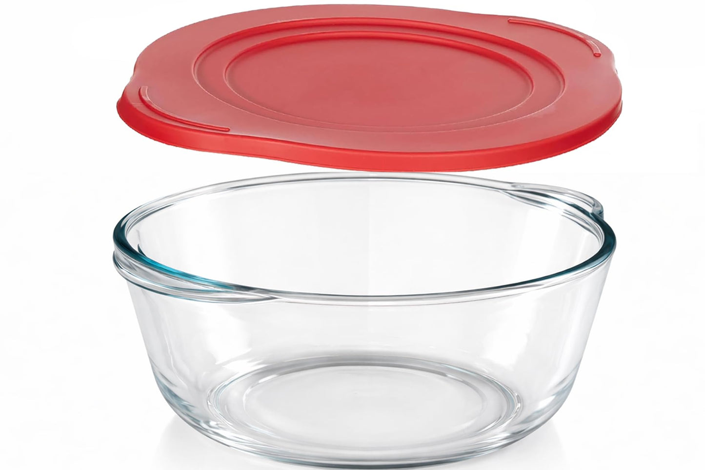 Ums 2.2 Quart Round Glass Baking Dish with Lid, Round Casserole Dishes for Oven with Lids, Borosilicate Glass Casserole Dish, Covered Casserole Dish with Lid, Food Storage Containers with Lids, Glass Storage Containers with Lids