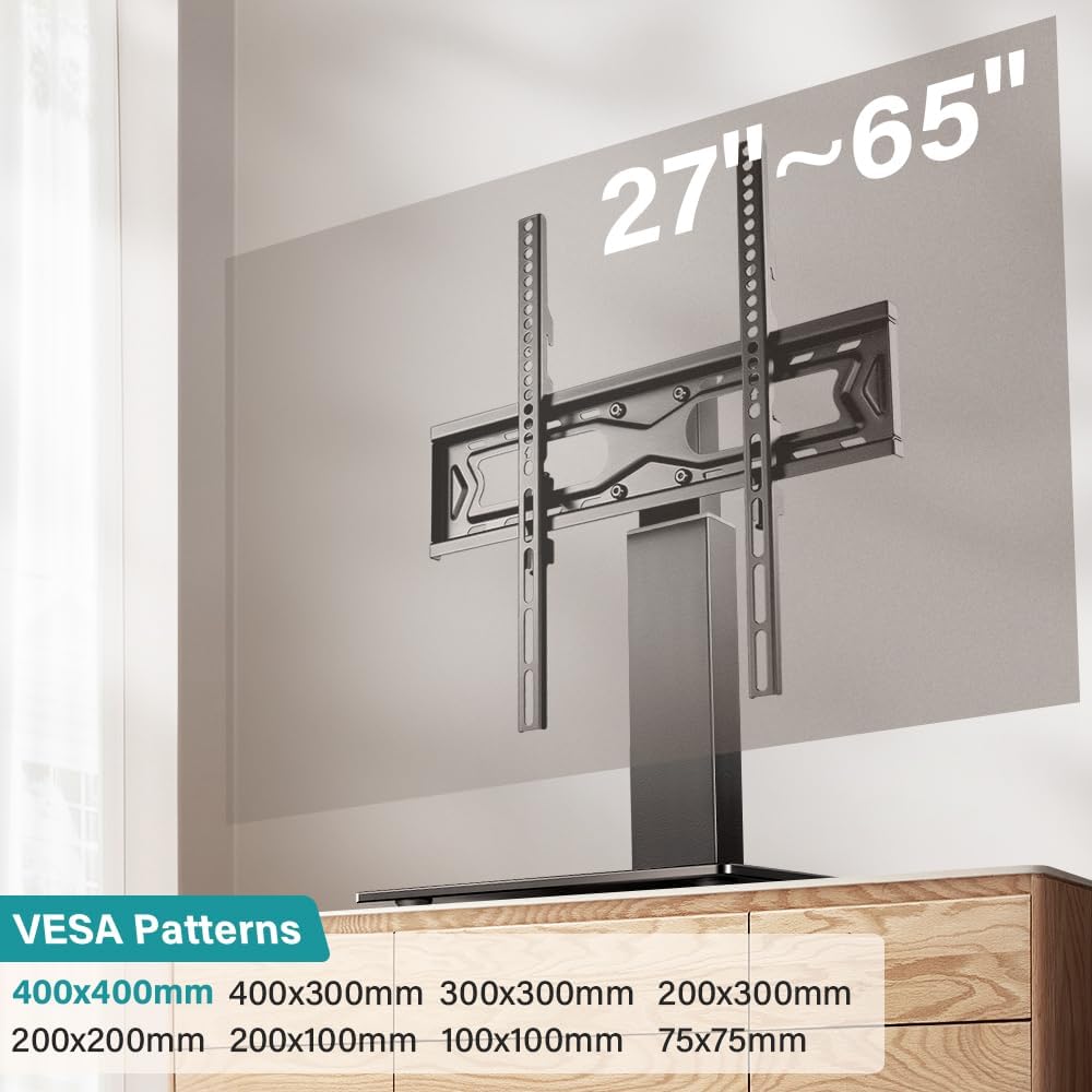 BFTOU 27-65 inch 400x400mm,Holds 88 lbs Black Universal TV Stand for TVs Height Adjustable Table Top TV Base Max VESA