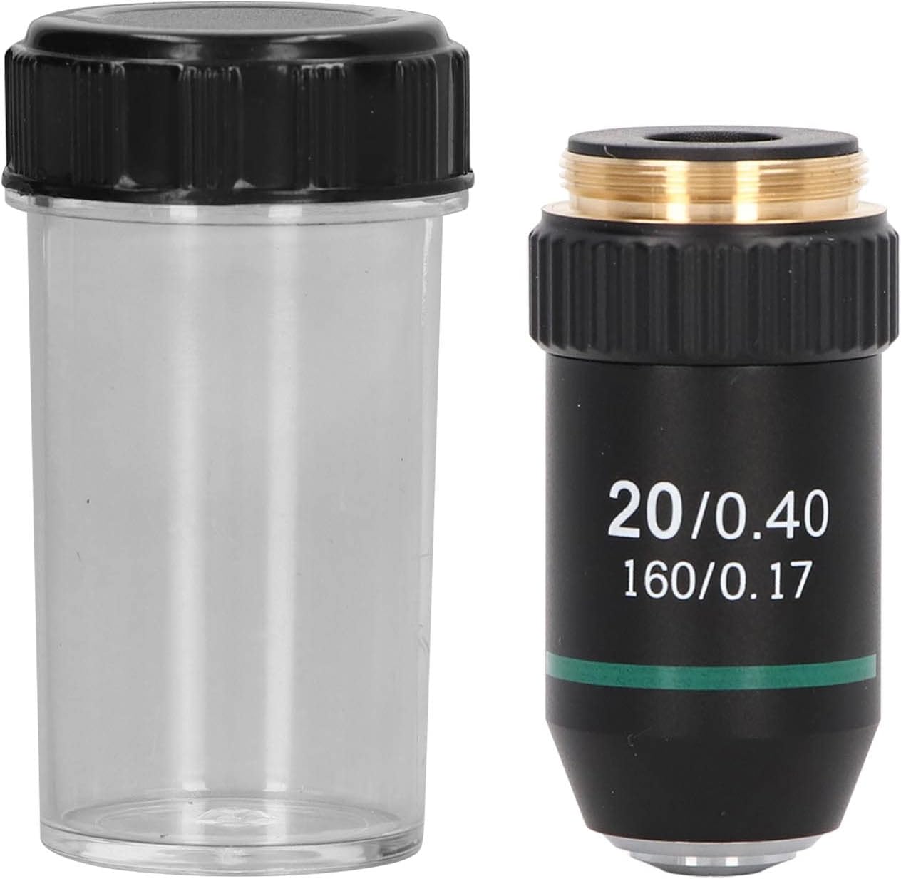 FILFEEL 20X 0.40 Microscope Objective Lens, Brass Chrome Plated Achromatic Objective, Spring Device, Numerical