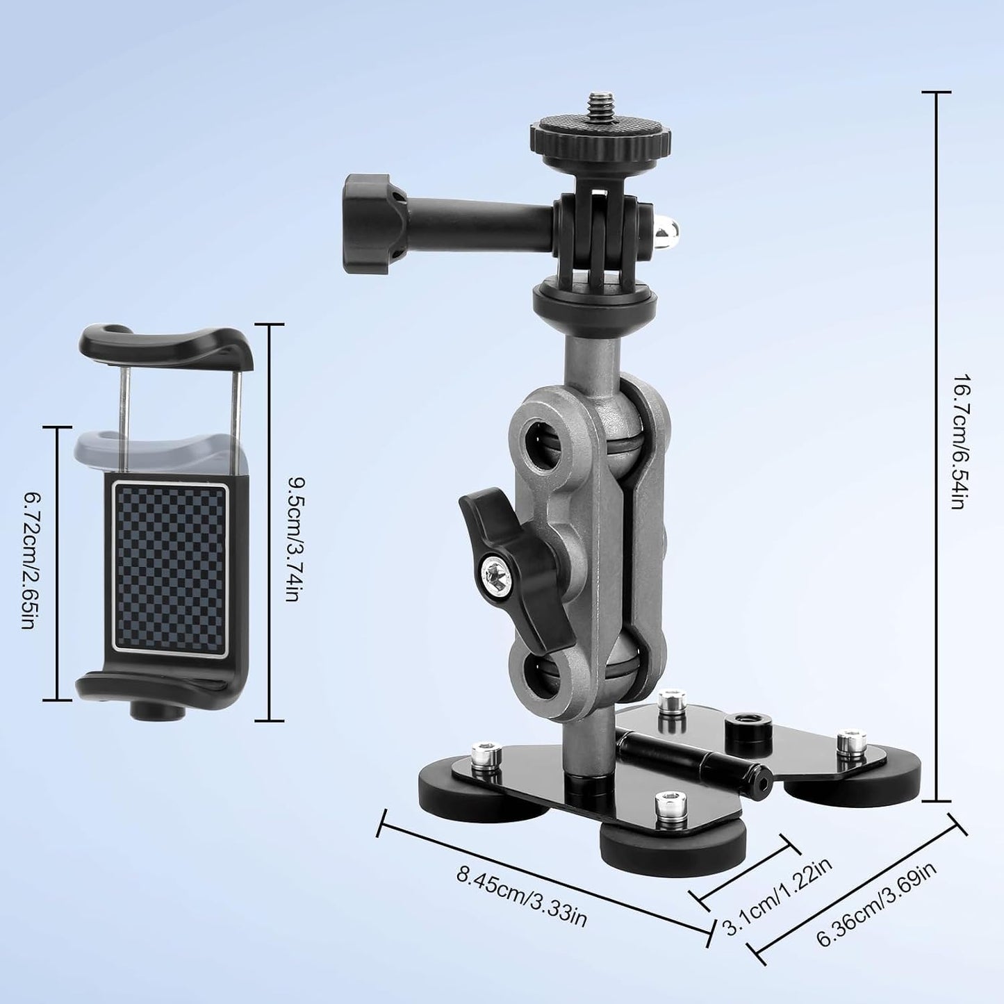 EEEKit 1/4" Magnetic Fence Mount Compatible with Mevo Start, GoPro, iPhone and Action Cameras, Dual Threaded Holder