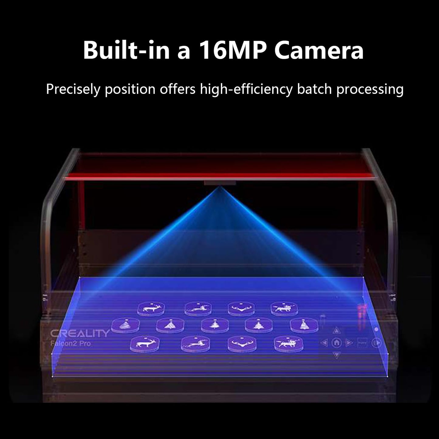 Creality Laser Engraver Falcon2 Pro 60W, Desktop Diode Laser Cutter and Engraver Machine with Enclosure,Smart Camera,Air Assist,Engraving Machine for Wood Acrylic Leather Stone(Laser 60W)