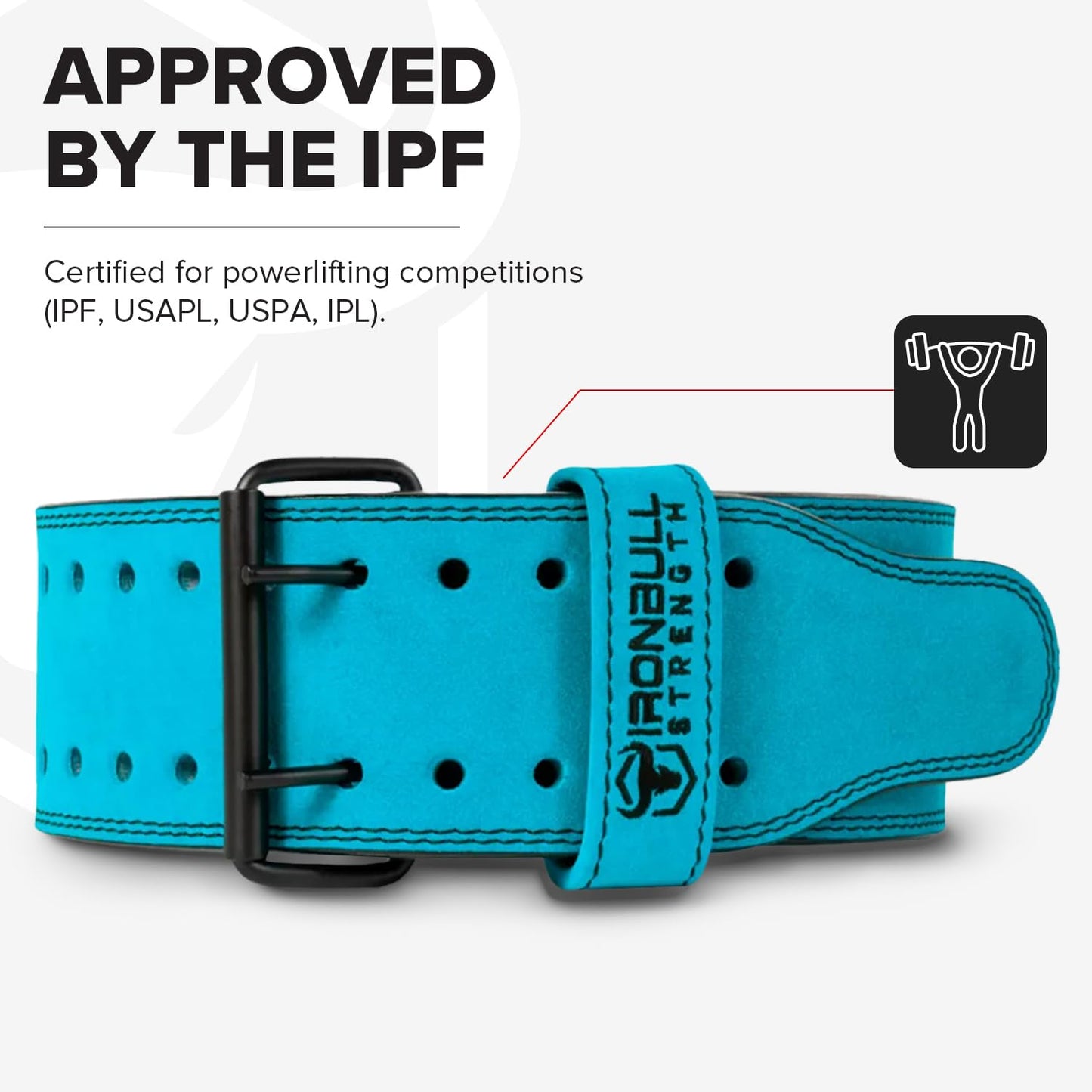 PowerLifting Belt - 10mm Double Prong - 4-inch Wide - Heavy Duty for Extreme Weight Lifting Belt (Blue, Large)