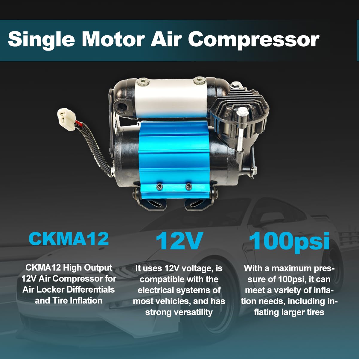 APFAITH High Performance 12V Air Compressor Replacement For ARB CKMA12 On-Board Air Compressor For Tire Inflation Air Locker activation etc 12V Single Motor Air Compressor CKMA12 Air Compressor