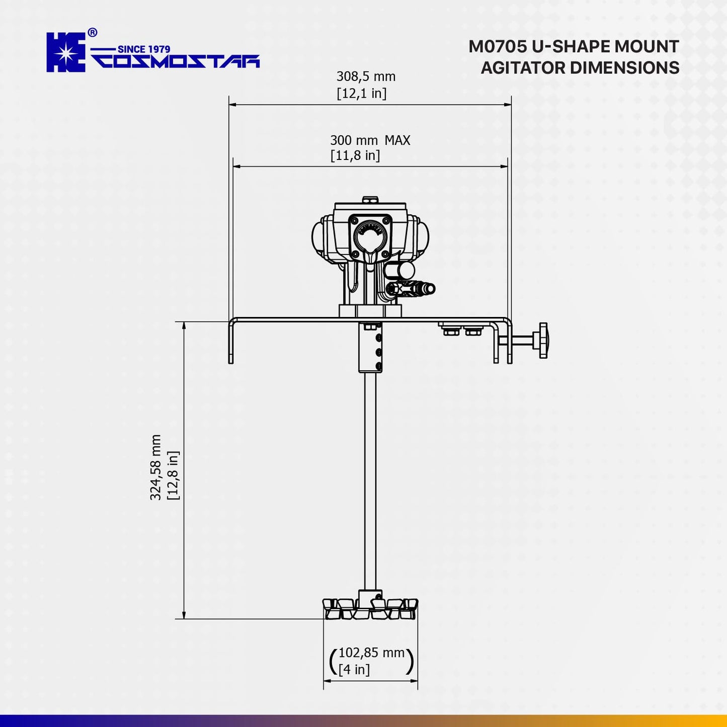 COSMOSTAR 1/8HP 5 Gallon Pneumatic Agitator Pail Drum Bucket Paint Mixer| Pneumatic Bracket Mixer, Paint Stirring Machine Bracket Air Agitator Paint Mix Tool, Tank Barrel Air Mixer