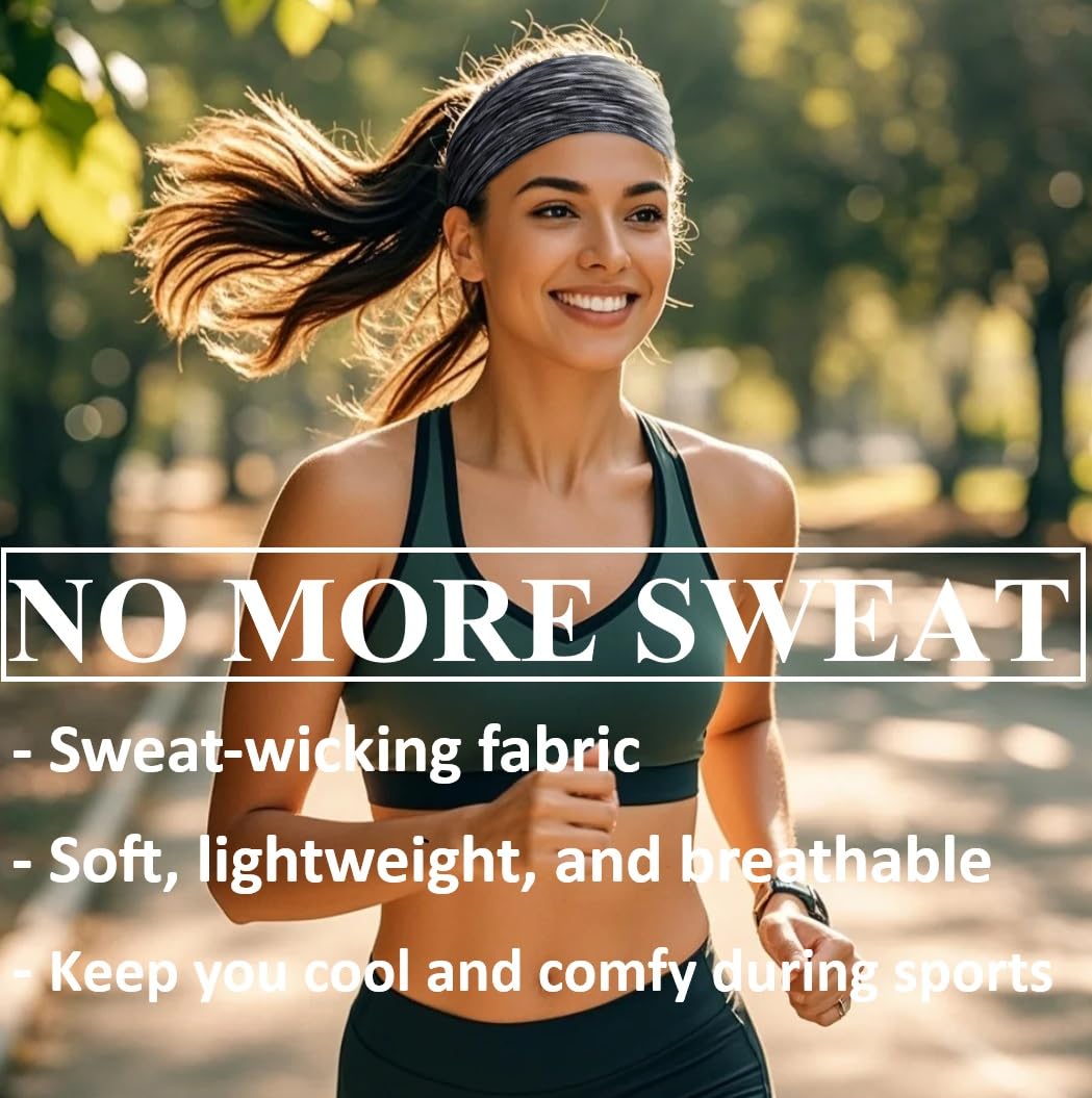 TERSE Sweat Bands Headbands for Women: Workout Headbands for Women Non Slip, Sweatbands for Sports Yoga Running