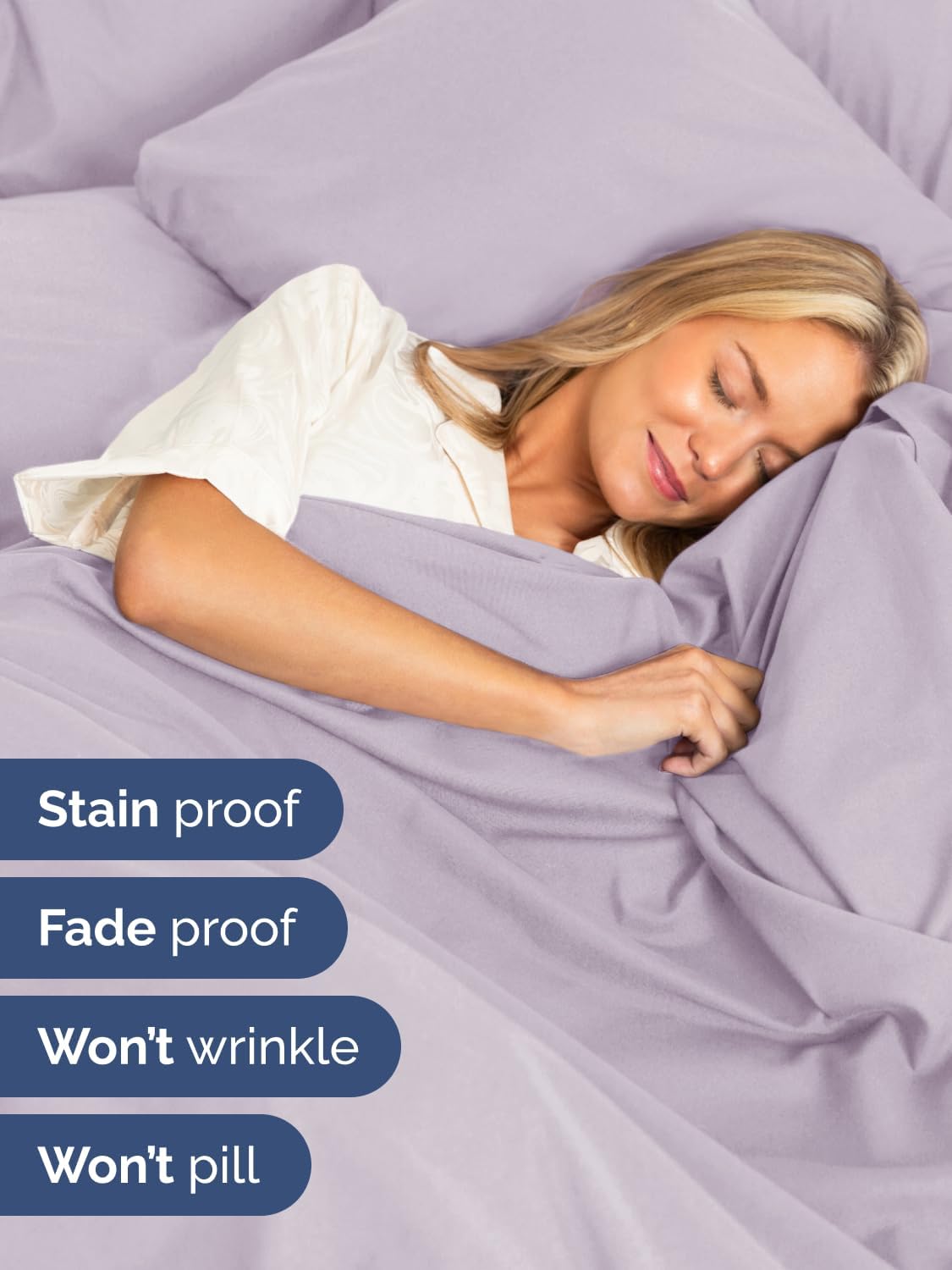 Skiennix Extra Deep Twin Sheet Set | 4-Piece Breathable Cooling Bedding - Soft, Wrinkle-Free Light Lavender